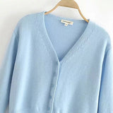 Fashion Solid Color V-neck Sweater Cardigan - WOMONA.COM