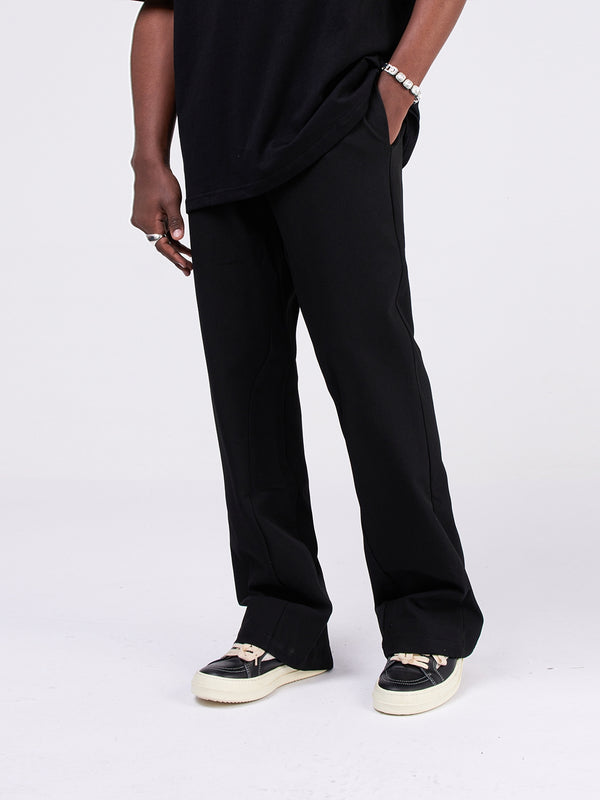 Black Loose Fitting Straight Casual Pants For Men - WOMONA.COM