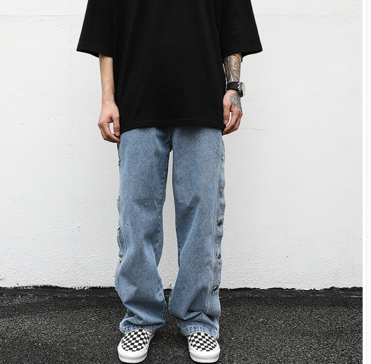 Men's cotton loose straight-leg jeans