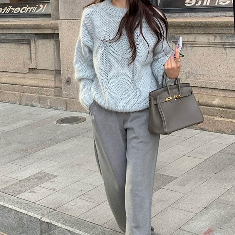 Flowers Thick Needle Knitted Sweater - WOMONA.COM