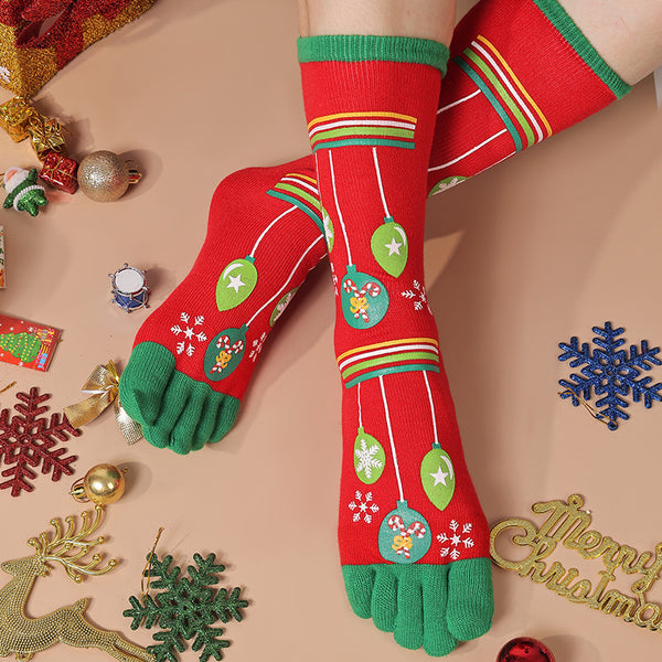 Cute Christmas Five-finger Socks Winter