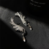 Wings rhinestone tassel earrings - WOMONA.COM