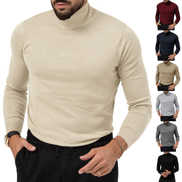 New High-elastic Turtleneck Knitted Cashmere Sweater - WOMONA.COM