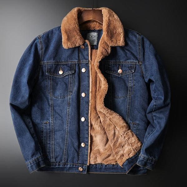 Fleece-lined Old Fashion Casual Denim Coat - WOMONA.COM