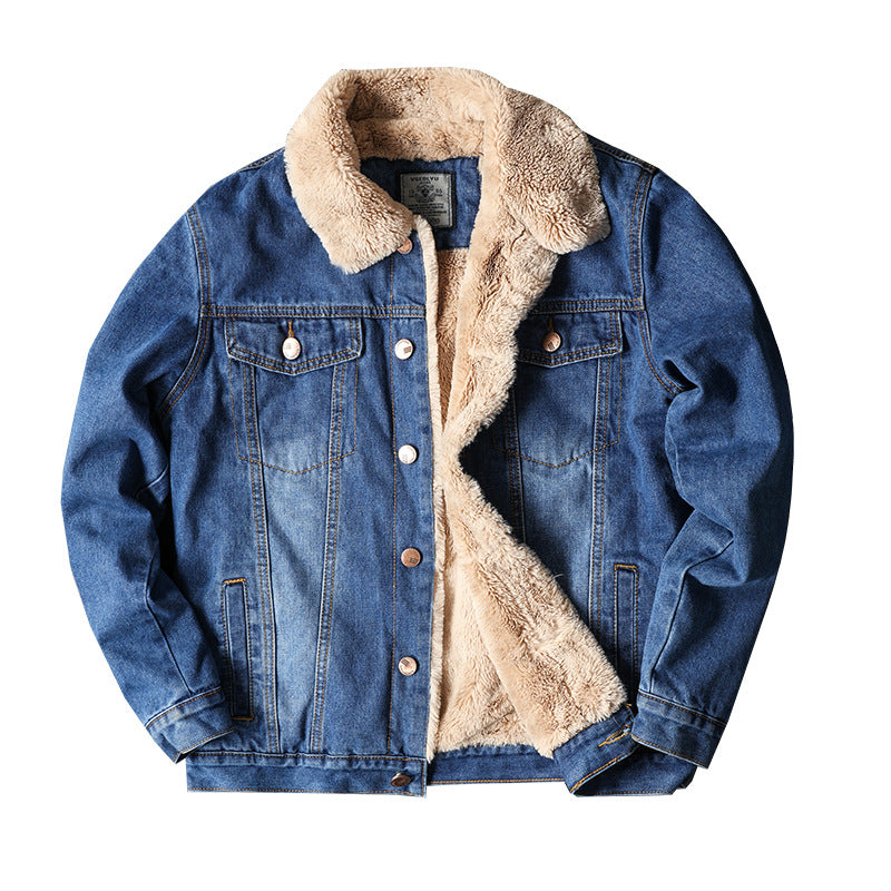 Fleece-lined Old Fashion Casual Denim Coat