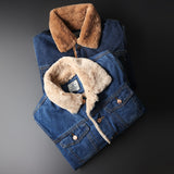 Fleece-lined Old Fashion Casual Denim Coat - WOMONA.COM