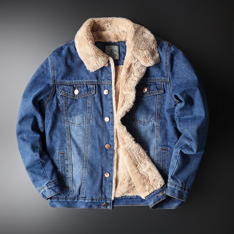 Fleece-lined Old Fashion Casual Denim Coat - WOMONA.COM