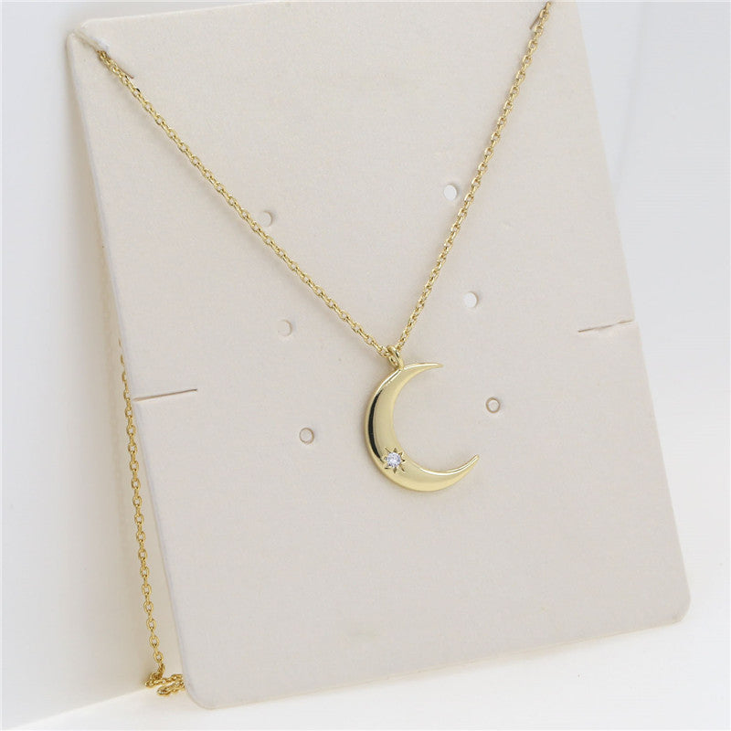 Crescent Zircon Necklace - WOMONA.COM