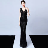 Sleeveless Sequined Atmosphere Queen Fishtail Evening Gown - WOMONA.COM