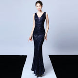 Sleeveless Sequined Atmosphere Queen Fishtail Evening Gown - WOMONA.COM