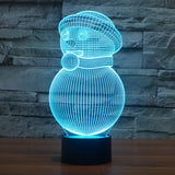 Christmas snowman colorful 3D lights - WOMONA.COM