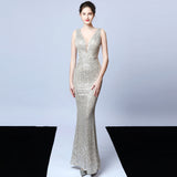 Sleeveless Sequined Atmosphere Queen Fishtail Evening Gown - WOMONA.COM