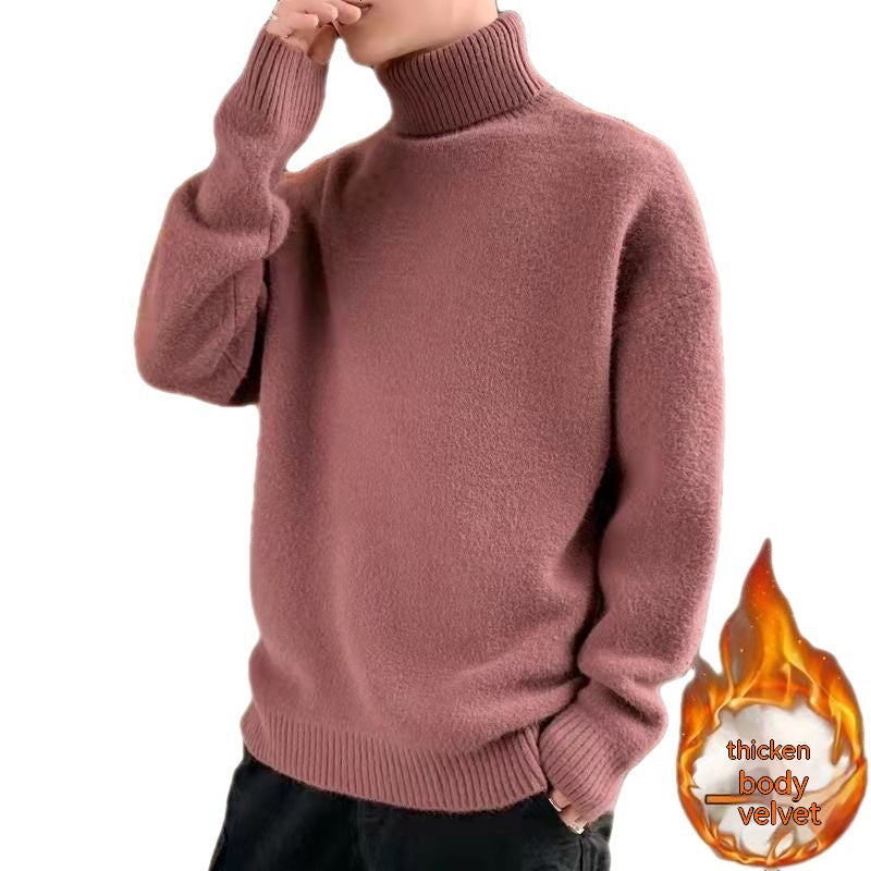 Turtleneck Sweater For Men Loose Velvet Thickened - WOMONA.COM