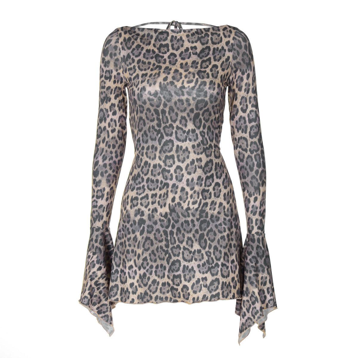 Early Autumn Sexy Slim Fit Classic Leopard Pattern Dress - WOMONA.COM
