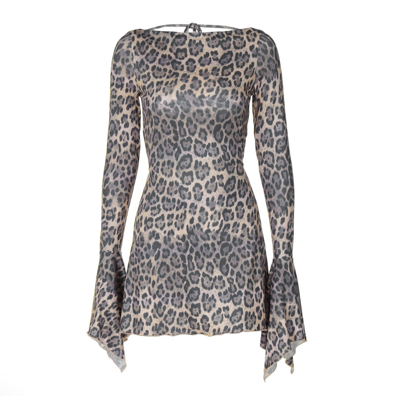 Frühherbst Sexy Slim Fit Klassisches Kleid mit Leopardenmuster