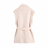 Versatile solid color knitted waistband vest - WOMONA.COM