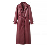 Women's Loose Fashion Long Leather Trench Coat