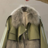 Women's Fashion Personality Stitching Fur Coat