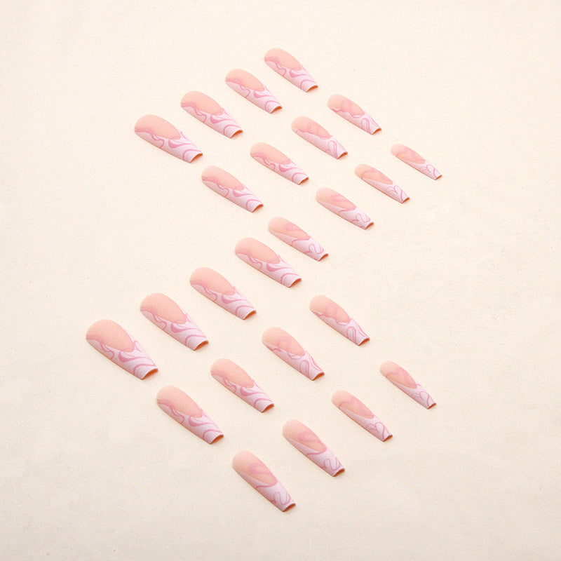 Heart Stripe Fake Nails - WOMONA.COM