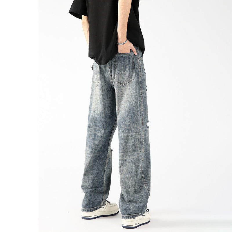 Vintage Ice Silk Ripped Jeans - WOMONA.COM