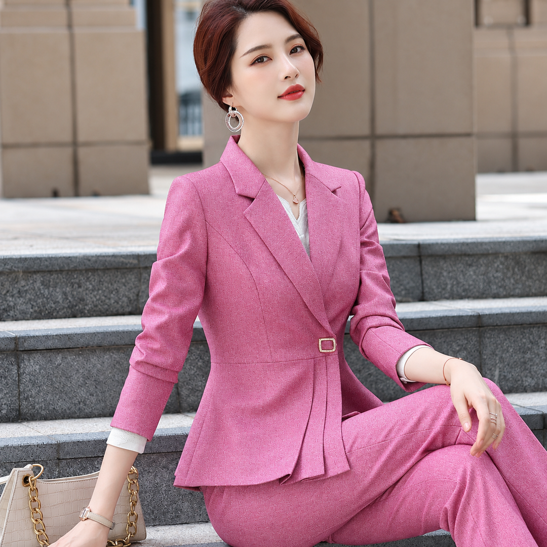 Women's pink elegant professional trouser suit
