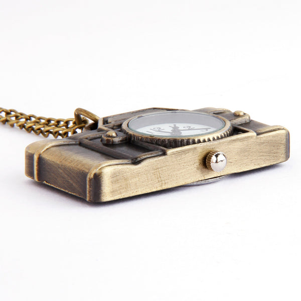 Vintage Small Camera Pocket Watch Necklace - WOMONA.COM