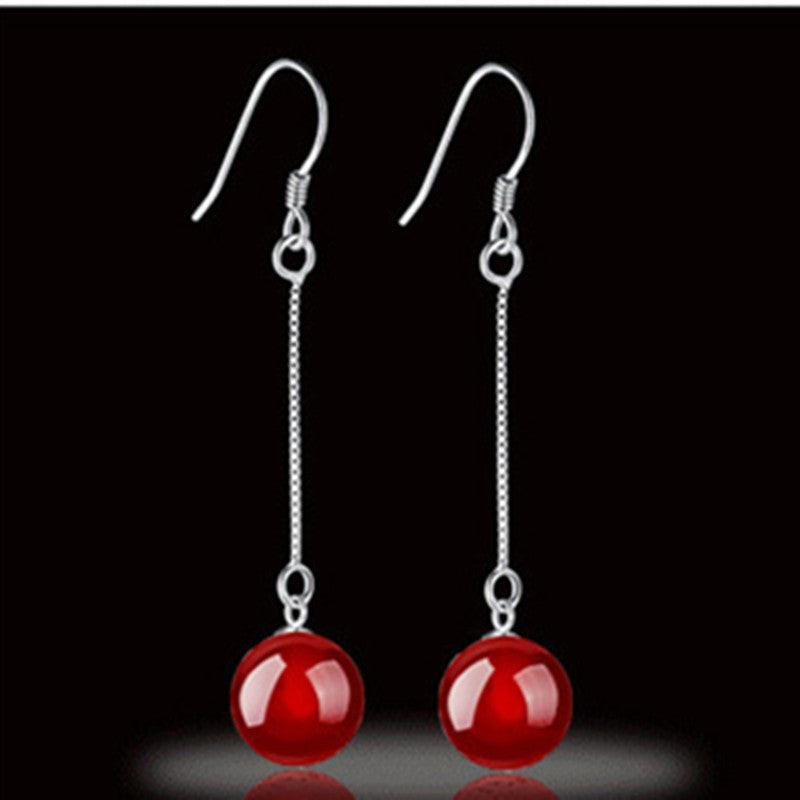 Agate-Style Stone Silver-Tone Earrings