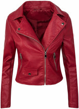 Short Zipper Leather Jacket Leather Coat - WOMONA.COM