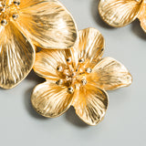 Flower golden petals, earrings - WOMONA.COM