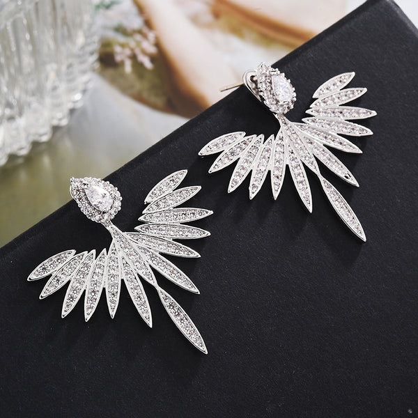 Zircon angel wings earrings - WOMONA.COM