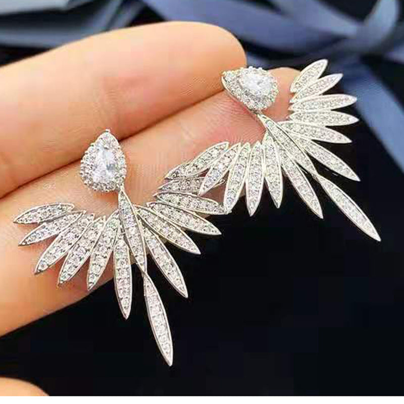 Zircon angel wings earrings - WOMONA.COM