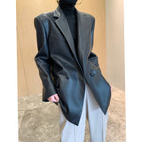 PU leather suit silhouette jacket - WOMONA.COM