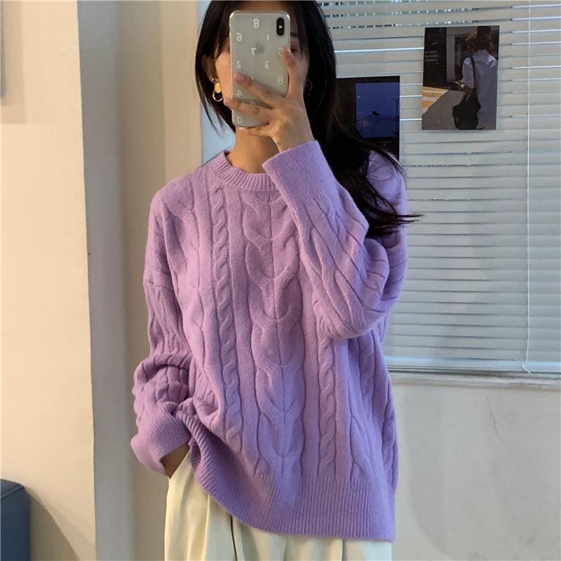 Women's Vintage Twist Round Neck Pullover