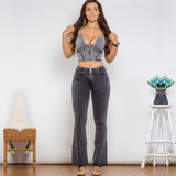 Shascullfites Shaper Suit Grey Denim Bodysuit - WOMONA.COM