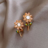 Flower925 silver earrings - WOMONA.COM