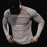 Men Long Sleeves T-Shirts Mesh Breathable Gyms - WOMONA.COM