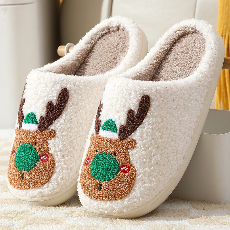 Christmas Shoes Winter Home Slippers Elk Soft Cozy Bedroom Slipper - WOMONA.COM