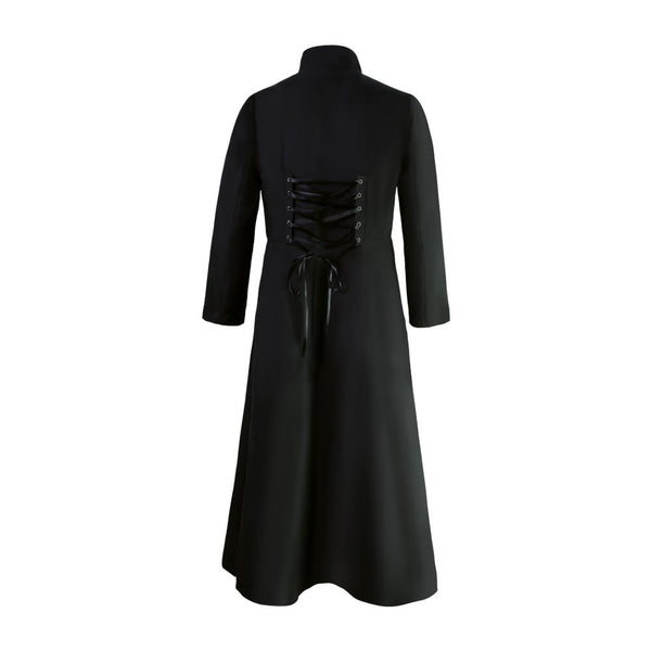 Men's Long Sleeve Stand Collar Three Row Button Coat - WOMONA.COM