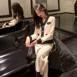 Two-piece Suit Of Slimming Knitted Wide-leg Pants - WOMONA.COM