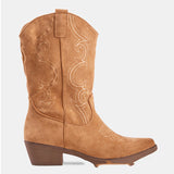 Pointed boots suede denim boots - WOMONA.COM