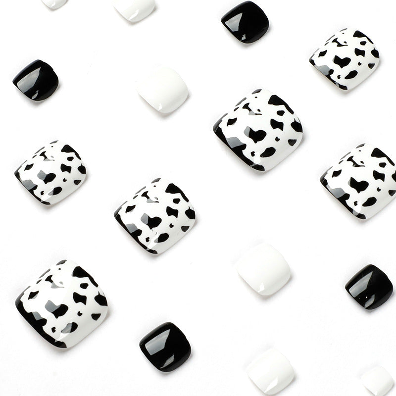 Fashion Summer Black And White Leopard Print Feet Nail - WOMONA.COM