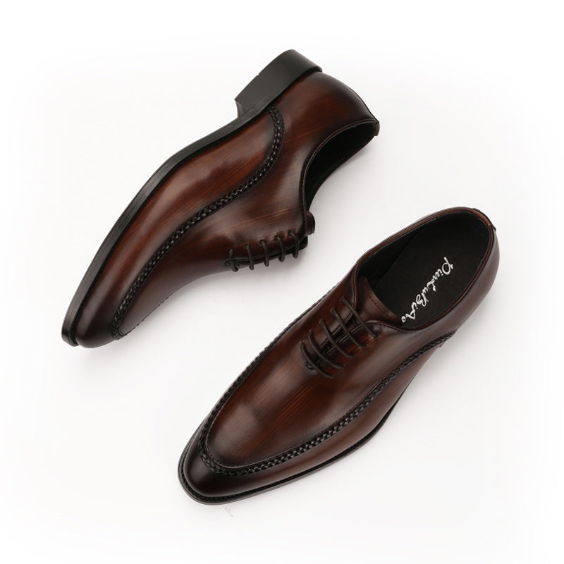 Leather Shoes For Men With Cowhide Head And Low Top - WOMONA.COM