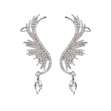 Wings rhinestone tassel earrings - WOMONA.COM