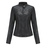 Short ladies leather jacket - WOMONA.COM