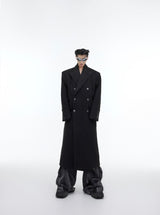 Three Dimensional Deconstruction Shoulder Pad Woolen Long Coat