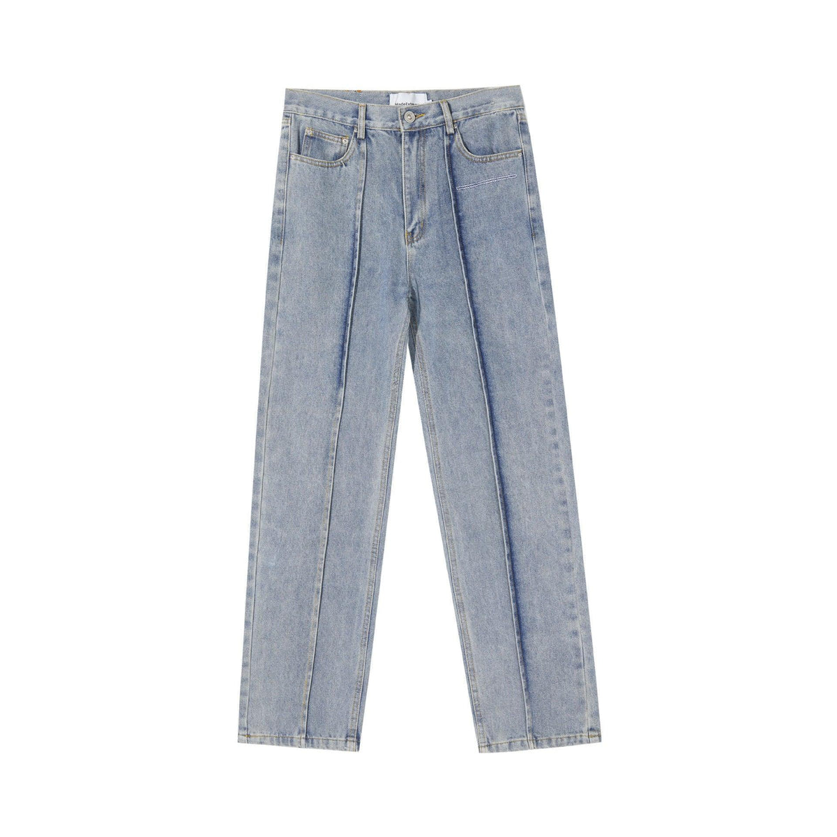 Street Washed Stitching Straight Jeans For Men And Women - WOMONA.COM