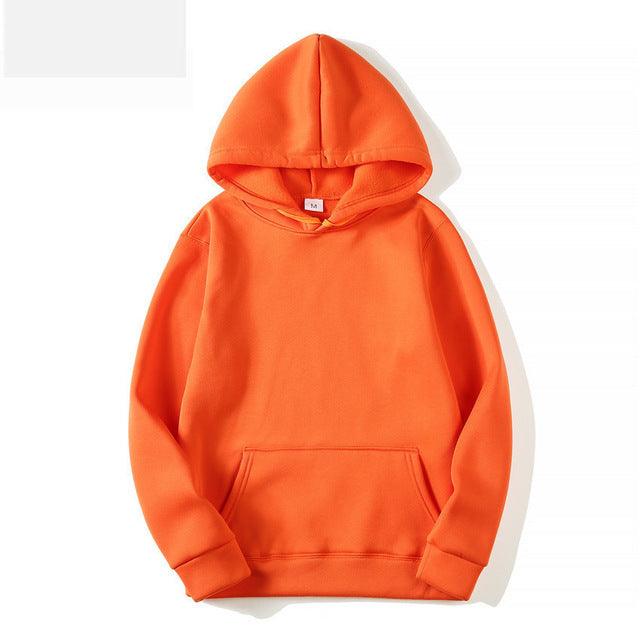 Men's Long Sleeve Pullover Hoodie in Orange - WOMONA