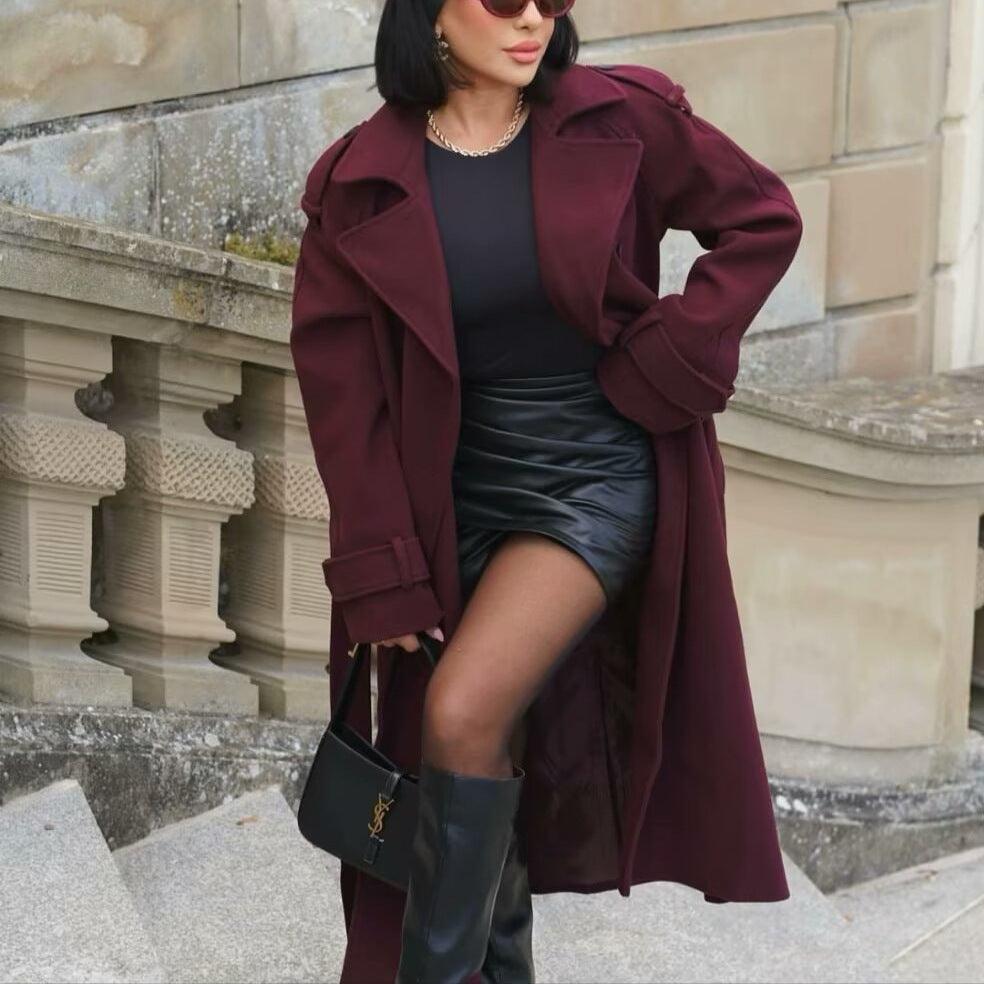 Women's Vintage Loose Belted Double-Breasted Trench