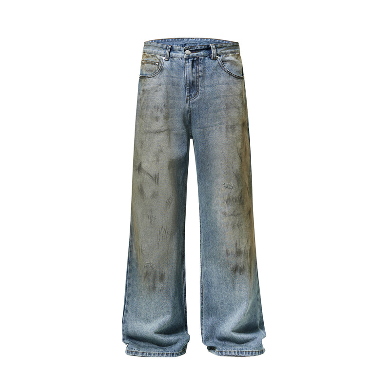 American Retro Dirty Mud Dyed Röhrenjeans für Herren