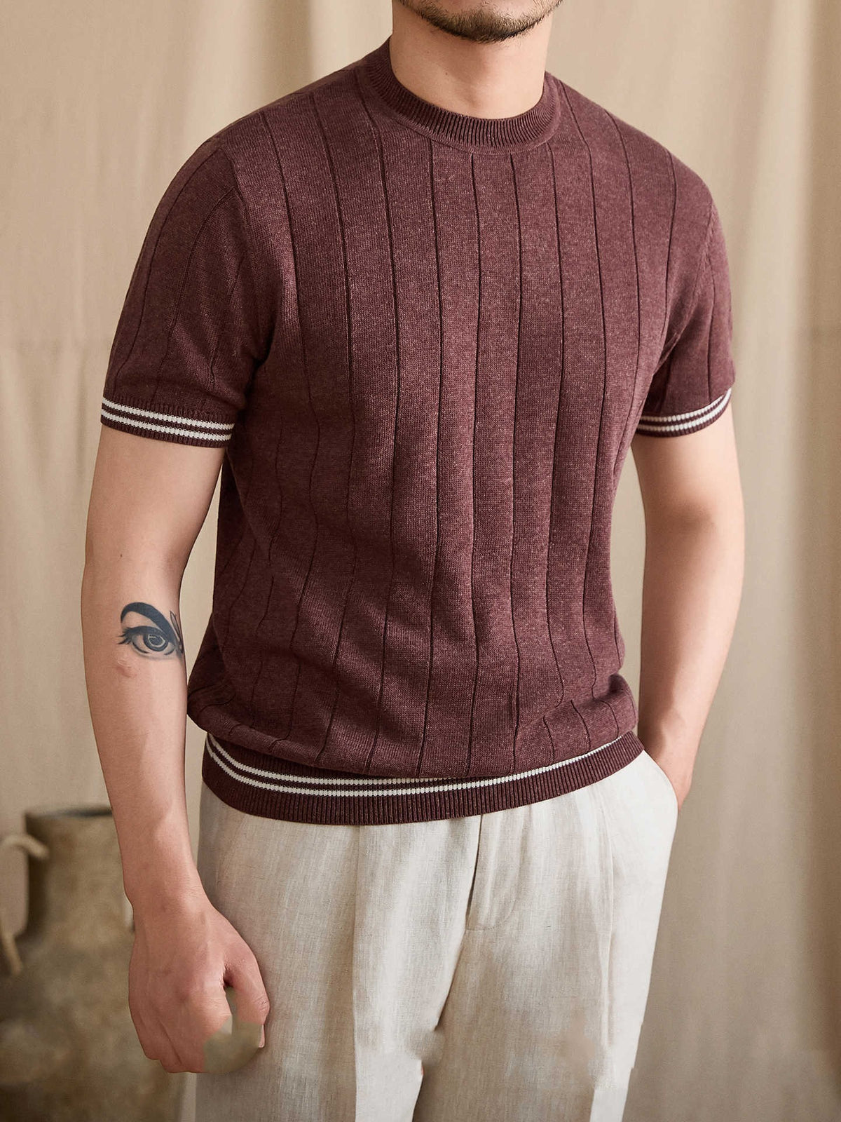 Breathable Slim-Fit Preppy-Style T-Shirt For Men